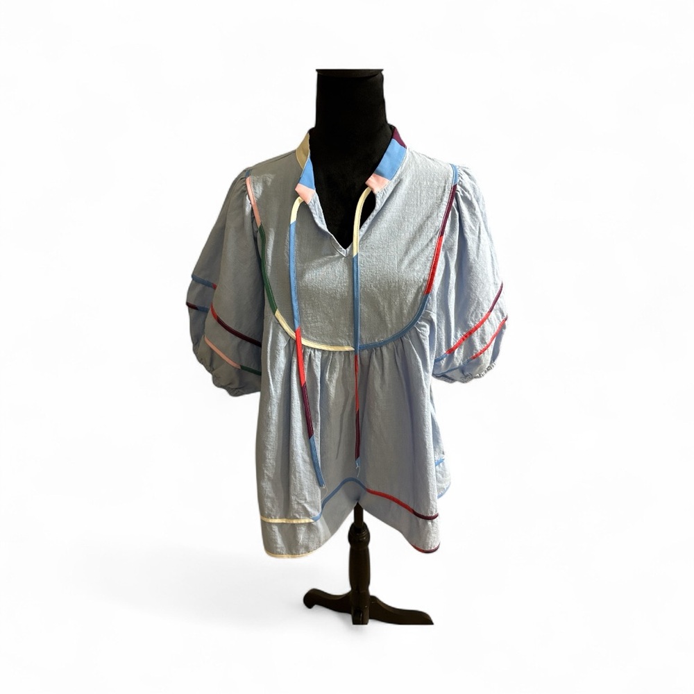 Colorful Trim Blouse - Picture 1 of 1